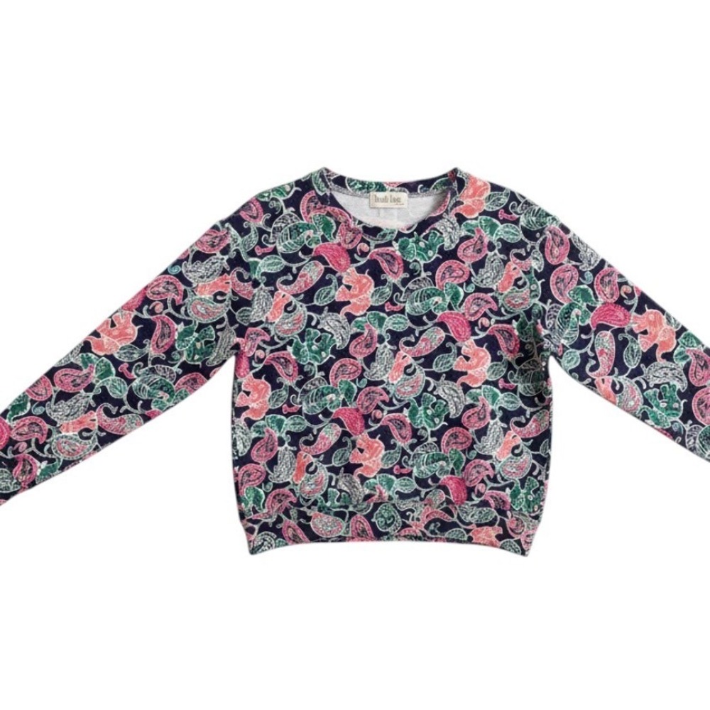 Peach Lane California long-sleeve top blue green paisley elephant motifs Large